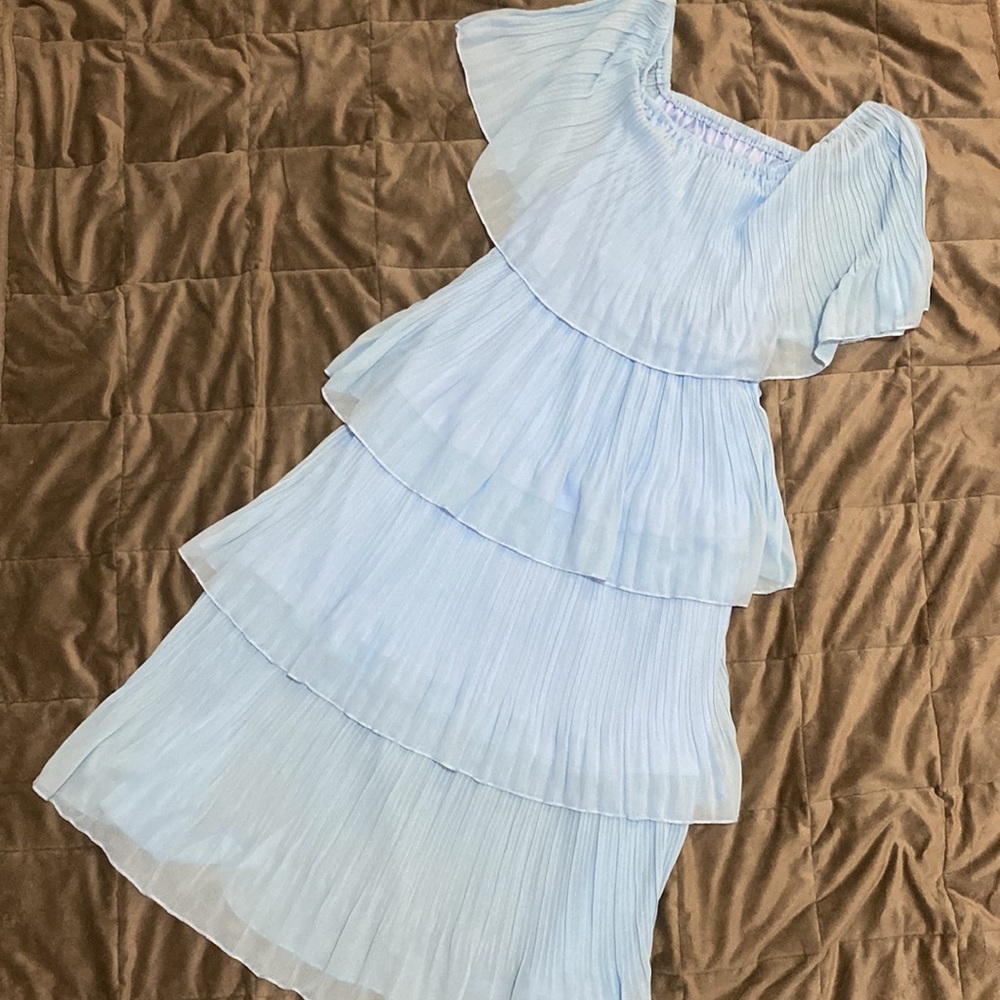 Baby Blue Tiered Midi Dress